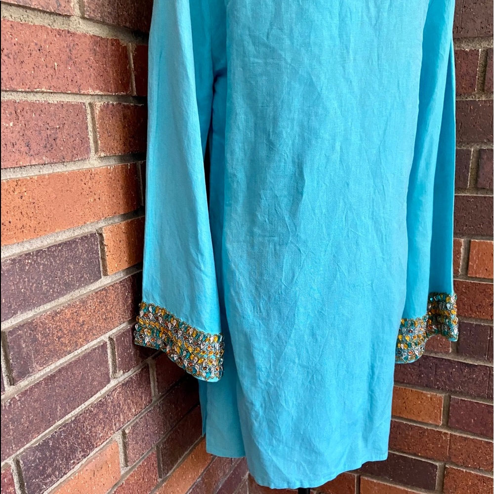 Inca Turquoise Embellished Tunic - Picture 7 of 13